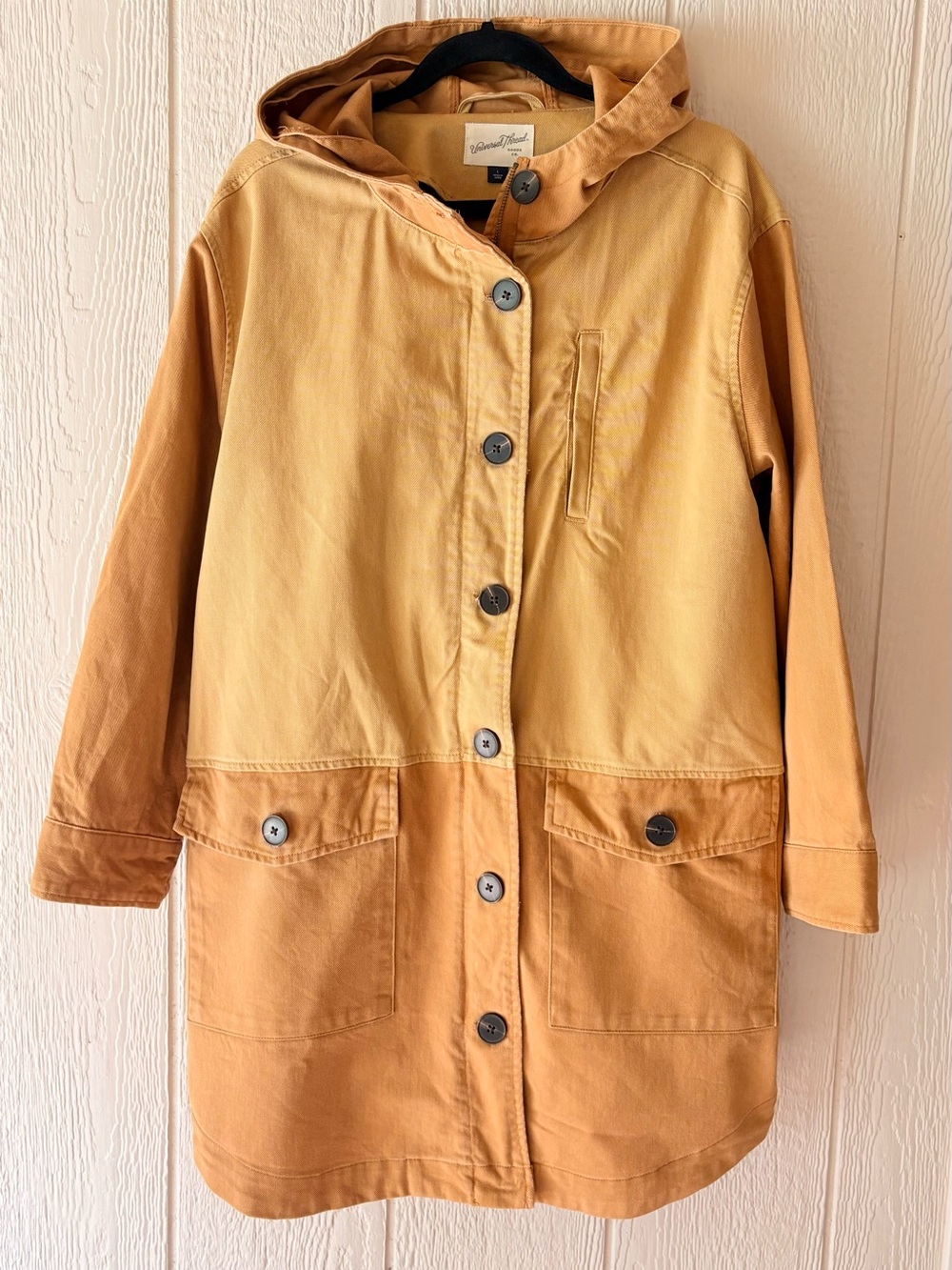 Utility Barn Chore Jacket Women’s Large Mustard Yellow Brown Hooded